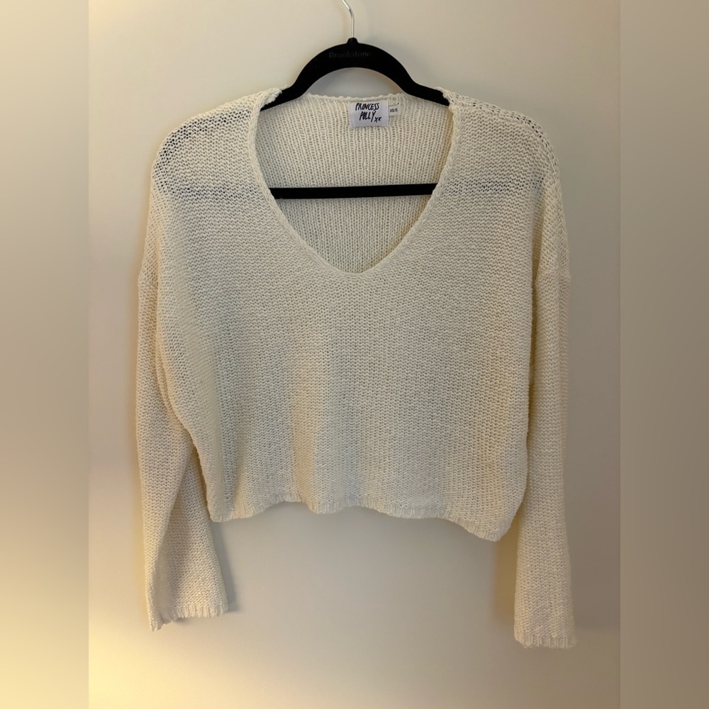 Princess Polly V-Neck Cropped Sweater | Cottagecore | Coastal | Coquette | Boho